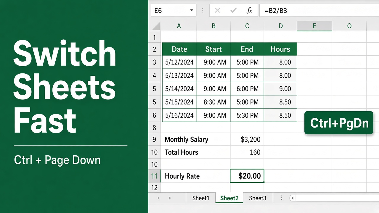 Change Sheets in Excel Like a Ninja with This Shortcut featured image