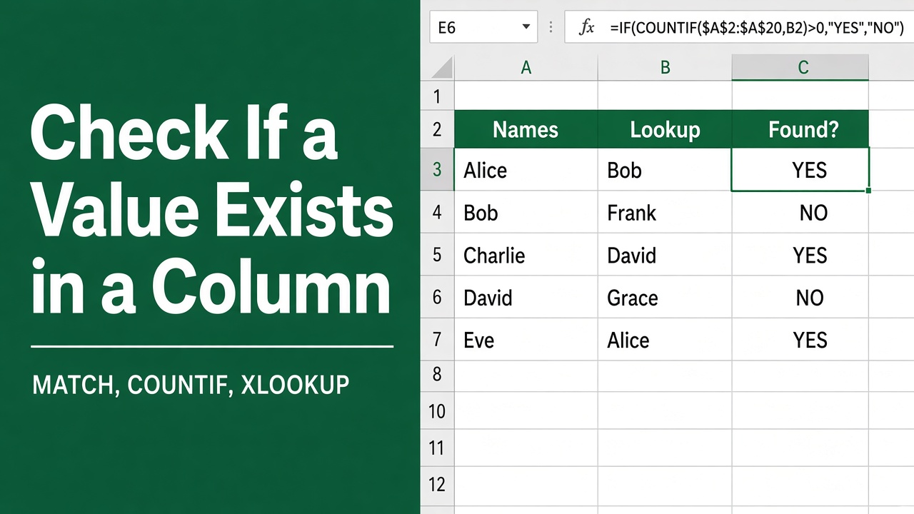 How to Check if One Value Exists in Another Column in Excel? featured image