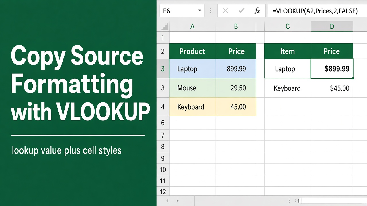 How to Copy Source Formatting When Using VLOOKUP in Excel? featured image