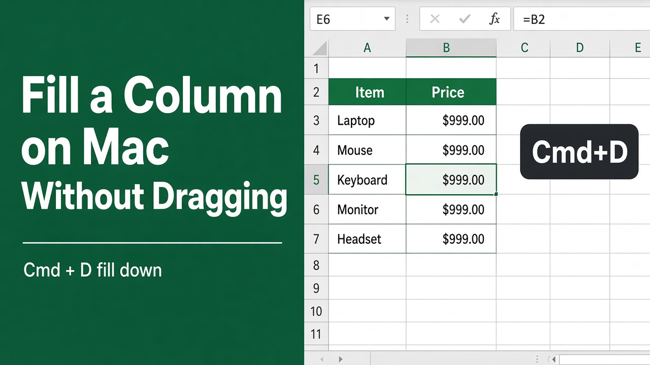 How to Apply a Formula to an Entire Column in Excel on Mac Without Dragging? featured image