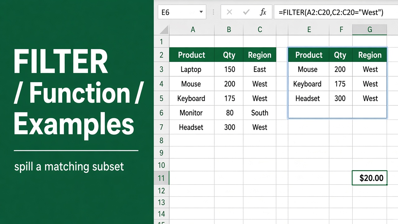 Excel FILTER Function with Formula Examples: Detailed Guide featured image
