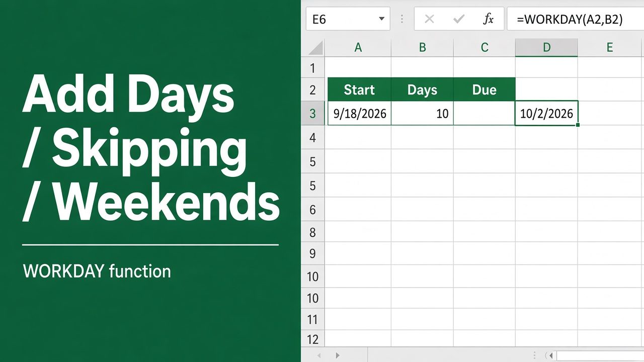 How to Add Days Excluding Weekends with an Excel Formula? featured image