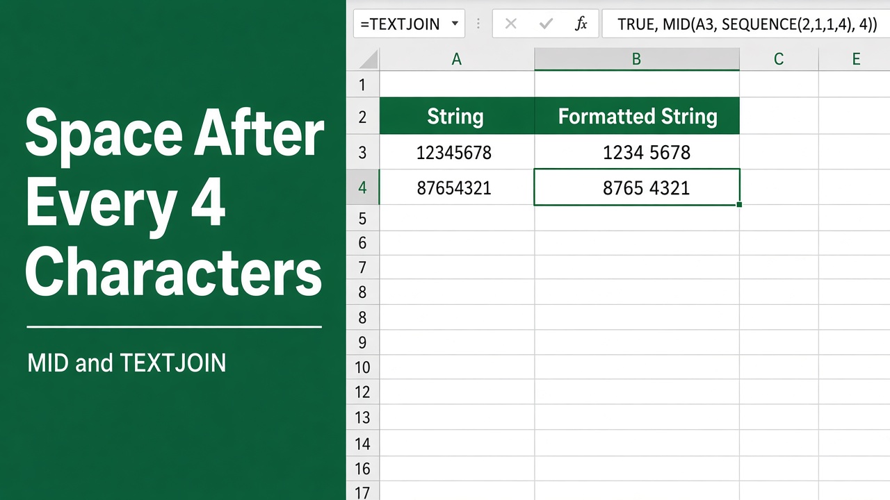 How to Add a Space After Every 4 Characters in Excel Using a Formula? featured image