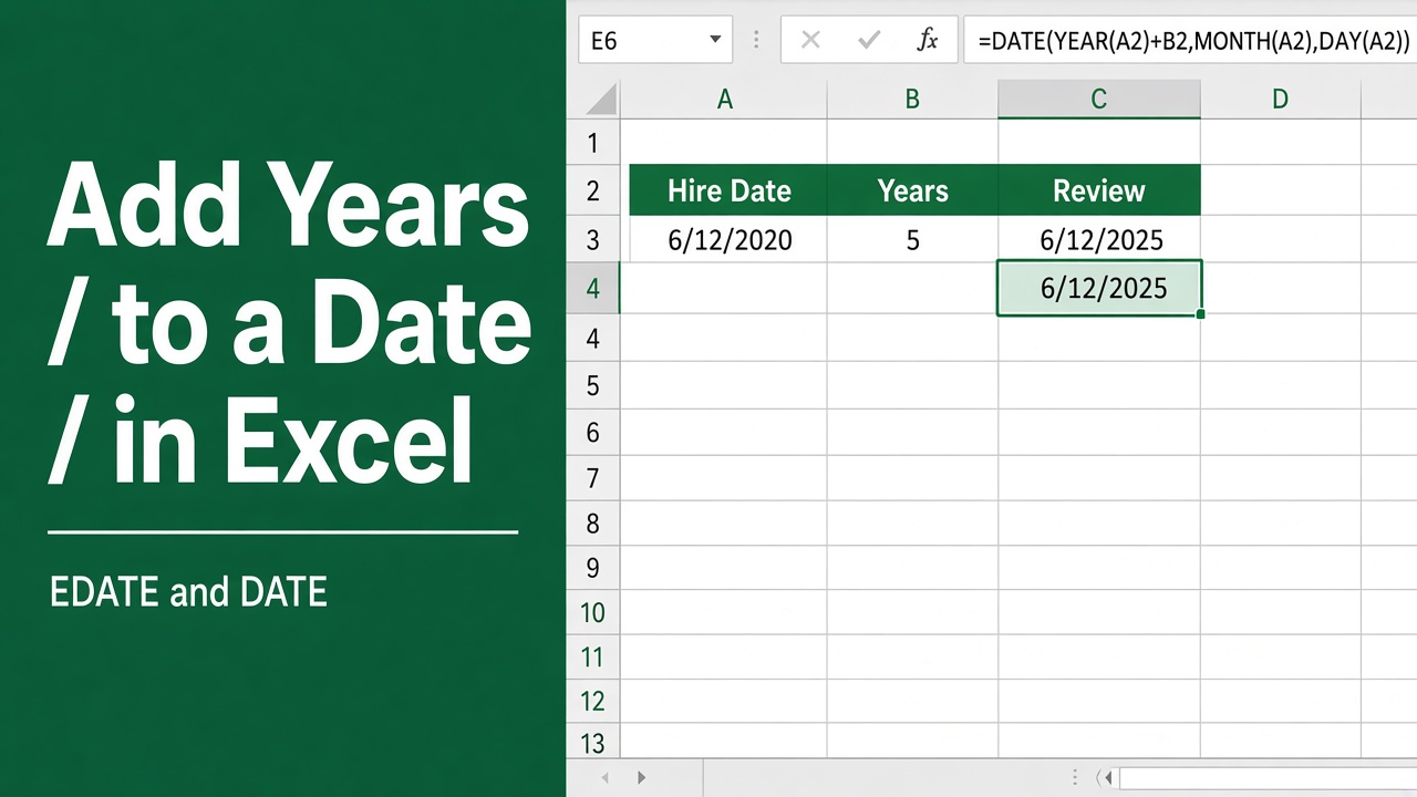 How to Add Years to a Date in Excel Using a Formula? featured image