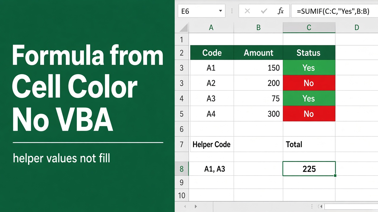 Create Excel Formula Based on Cell Color Without VBA featured image