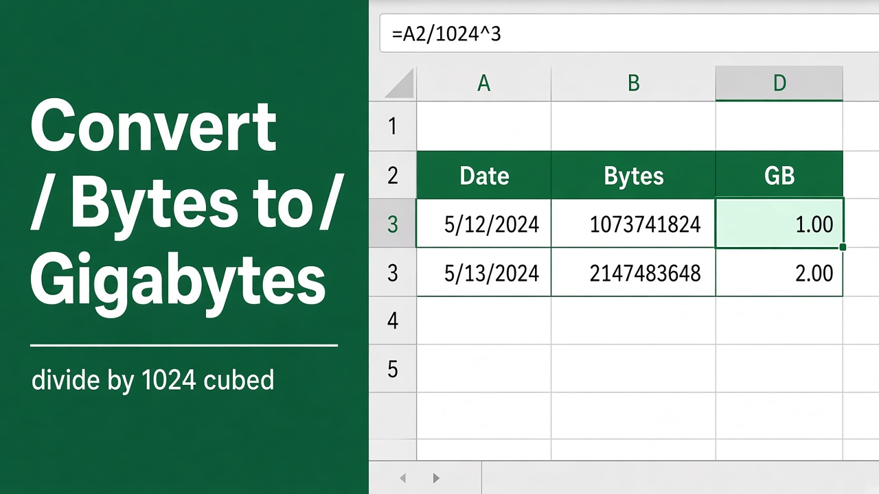 Convert Bytes to Gigabytes in Excel with This Simple Formula featured image