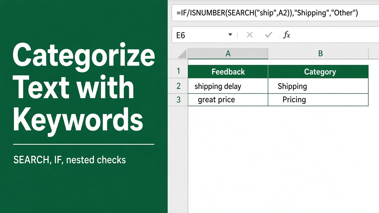 Easy Excel Formula to Categorize Text with Keywords featured image