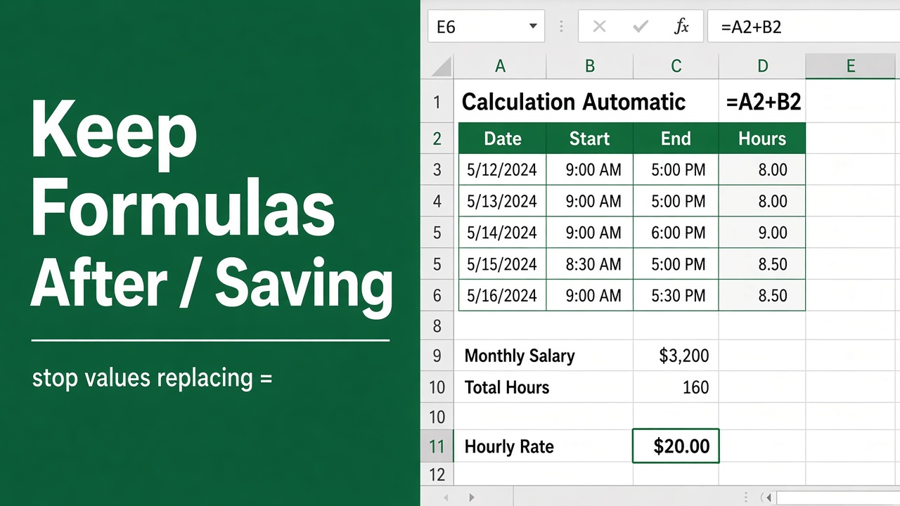 Prevent Excel Formulas from Changing to Values After Saving featured image