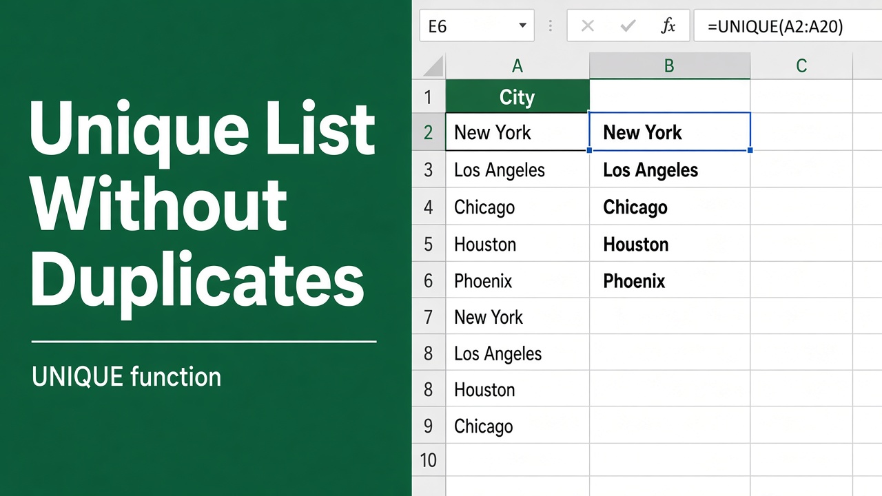 How to Create a List Without Duplicates Using an Excel Formula? featured image