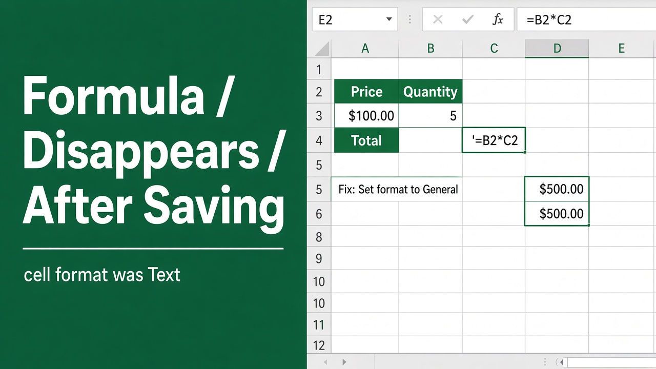 Excel Formula Disappears After Saving? Here’s the Fix! featured image