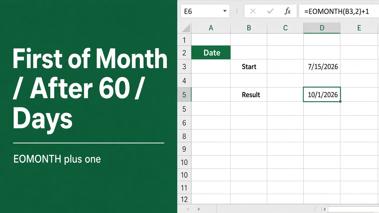 Excel Formula for First Day of Month After 60 Days featured image