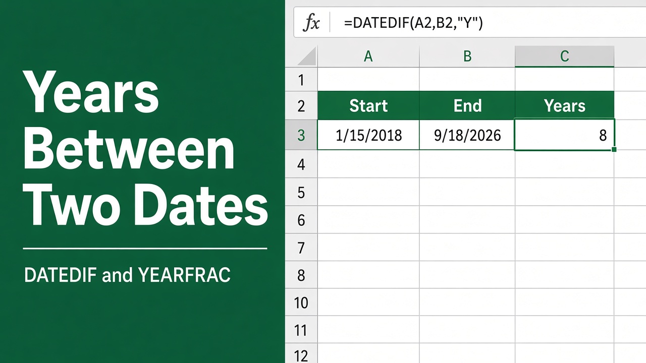 Easy Excel Formula for Years Between Dates featured image