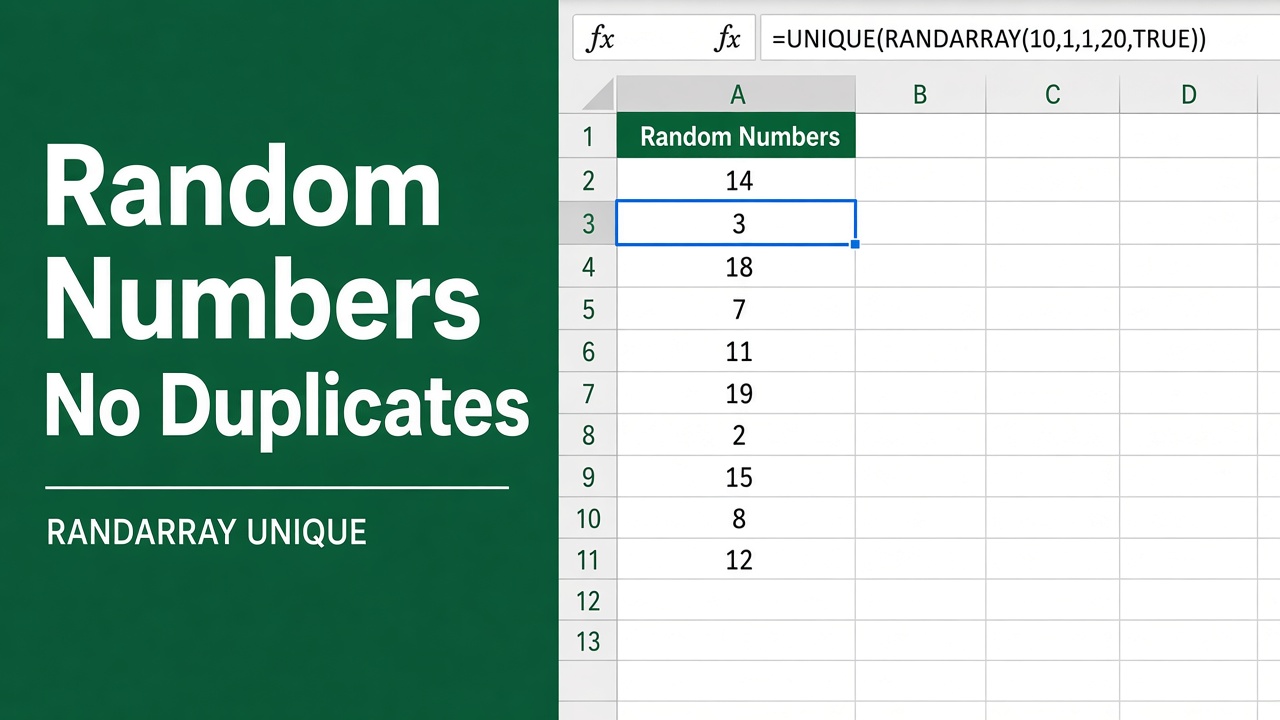 How to Generate Random Numbers Without Duplicates in Excel Using Formulas? featured image
