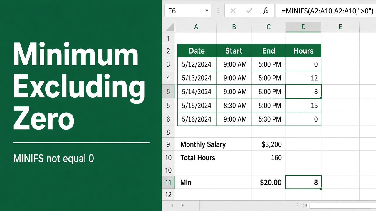 Excel Formula to Find the Minimum Value Excluding Zero featured image