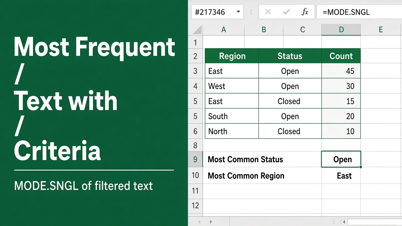 How to Find the Most Frequent Text with Criteria Using Excel Formula? featured image