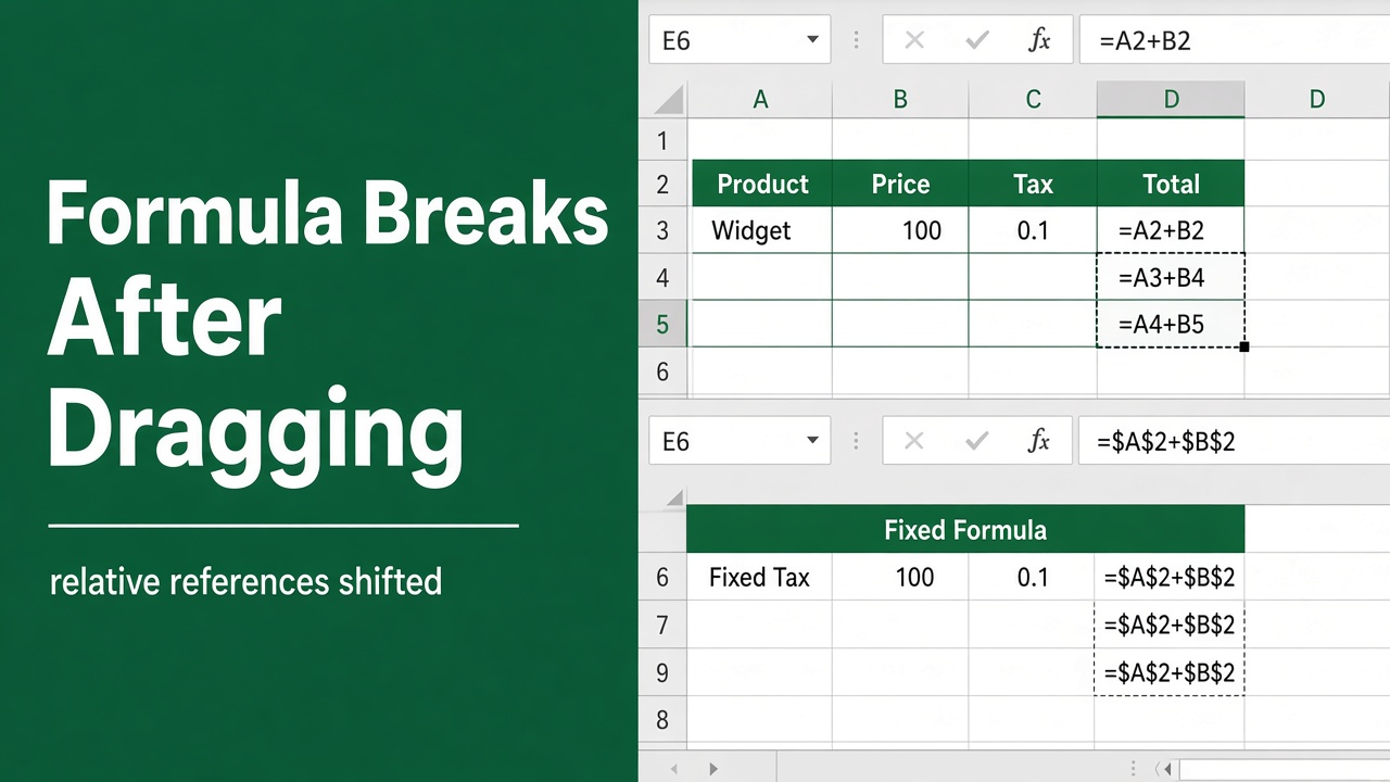 Excel Formula Not Working After Dragging? Here’s How to Fix It featured image