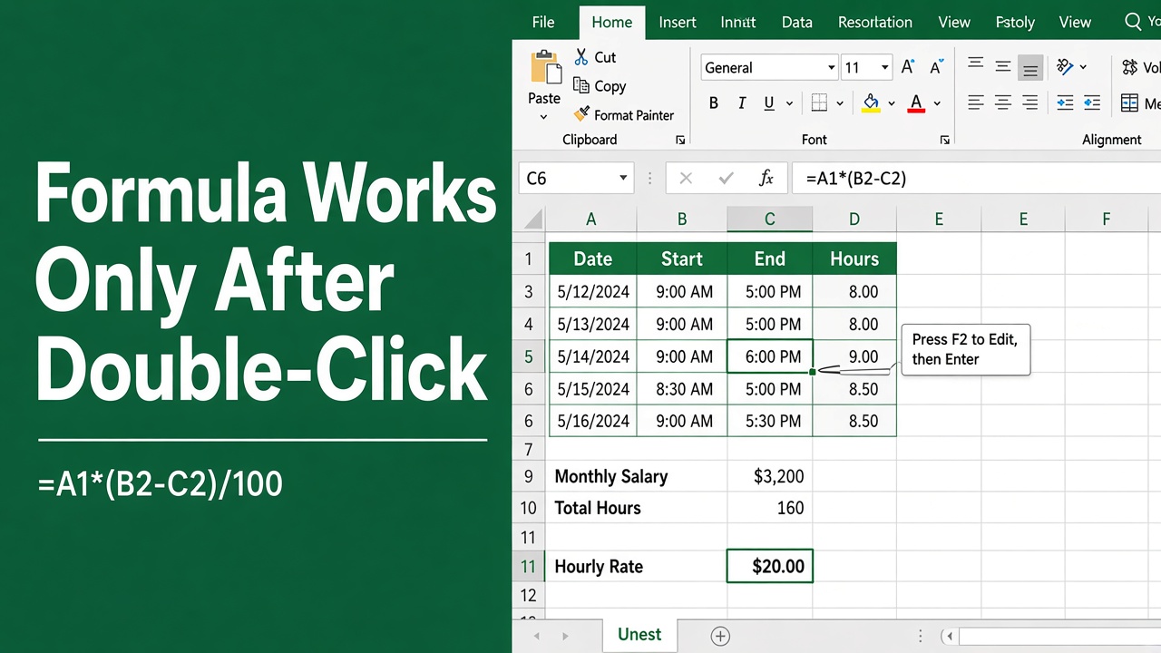 Fix Excel Formula Only Works After Double Click: Easy Guide featured image