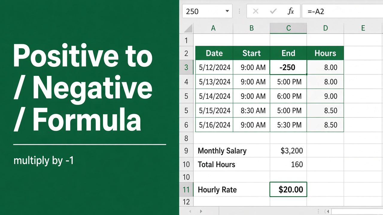 Easy Excel Formula to Convert Positive Numbers to Negative featured image