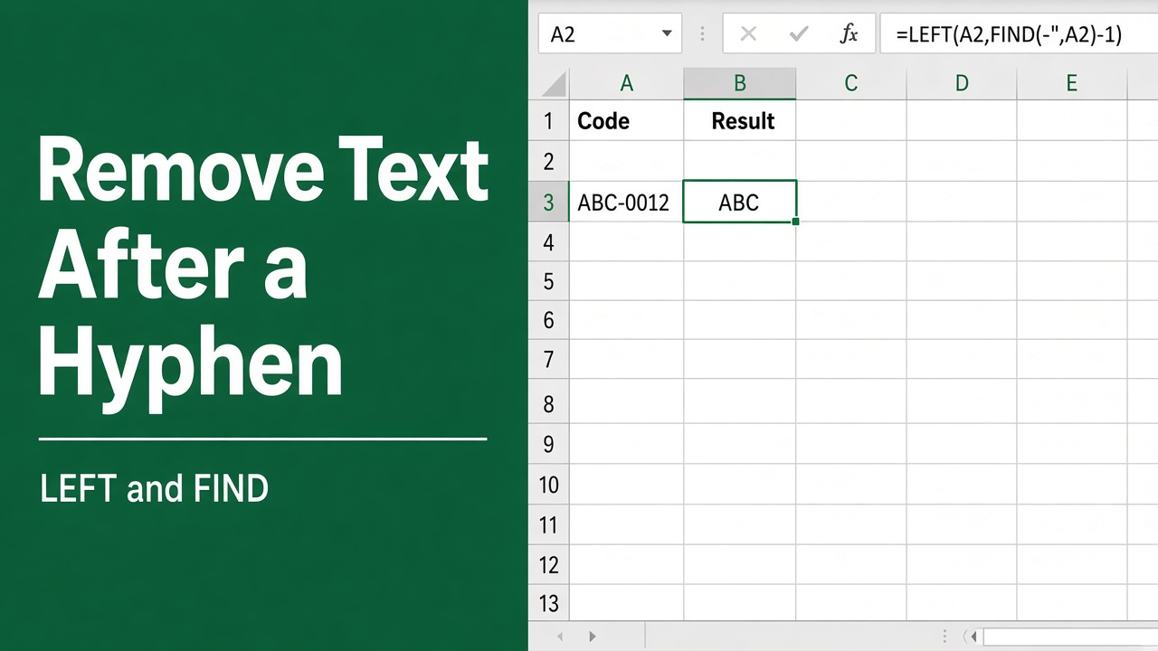 How to Remove Characters After a Hyphen in Excel with Formulas? featured image
