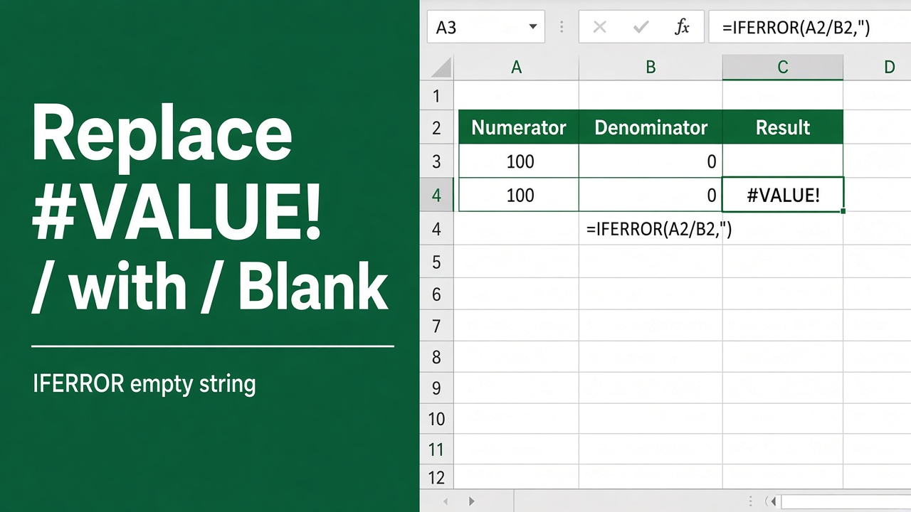How to Replace #VALUE! with Blank Using an Excel Formula? featured image
