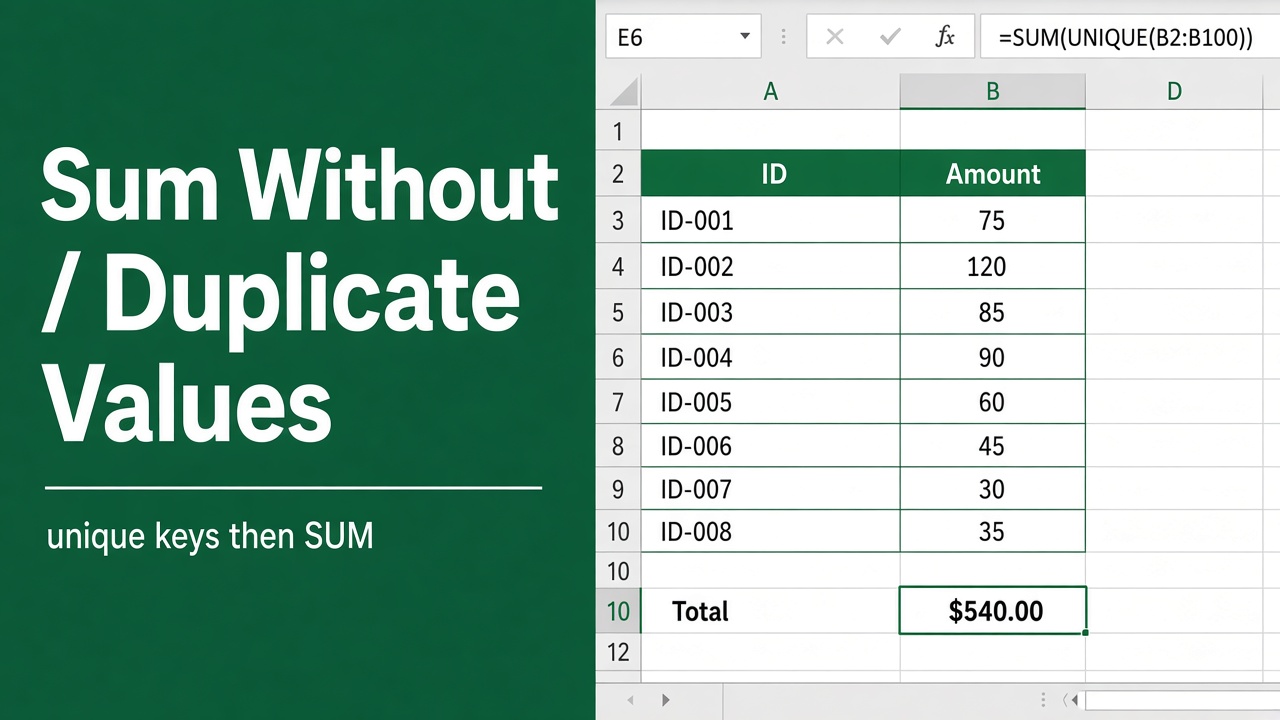 How to Use Excel Formula to Sum Without Duplicates? featured image