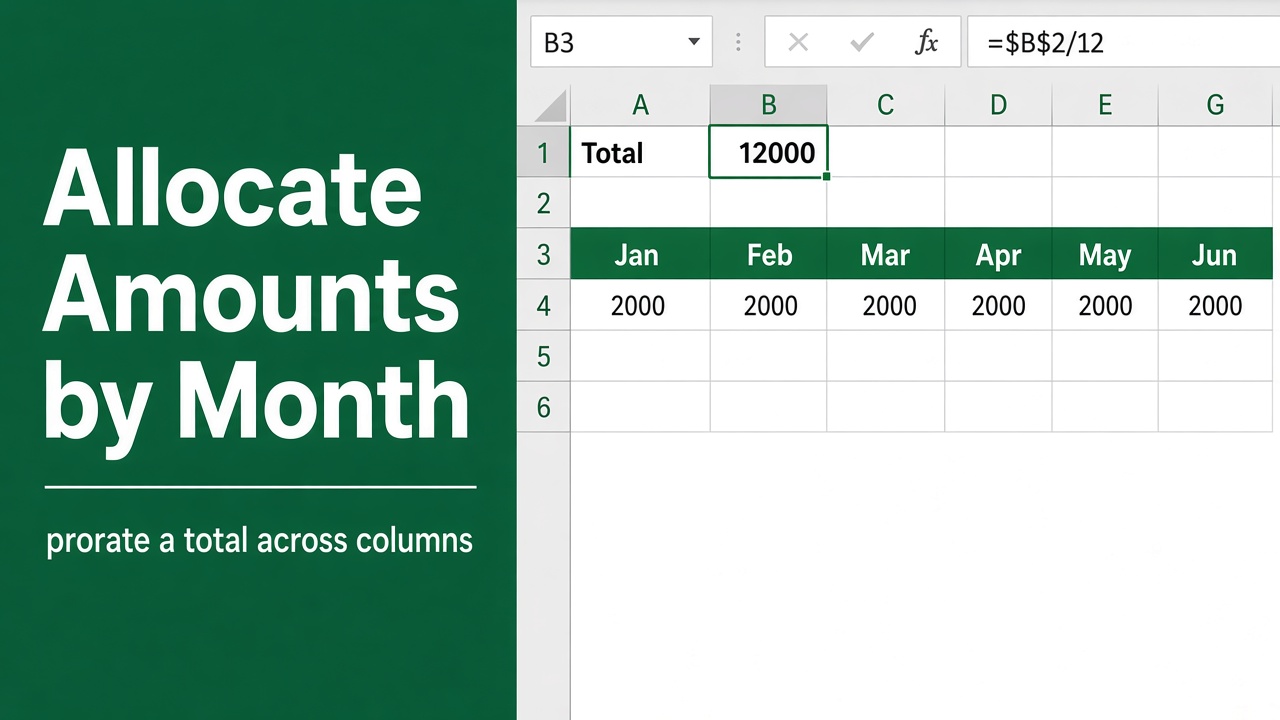 Easy Excel Formula to Allocate an Amount into Monthly Columns featured image