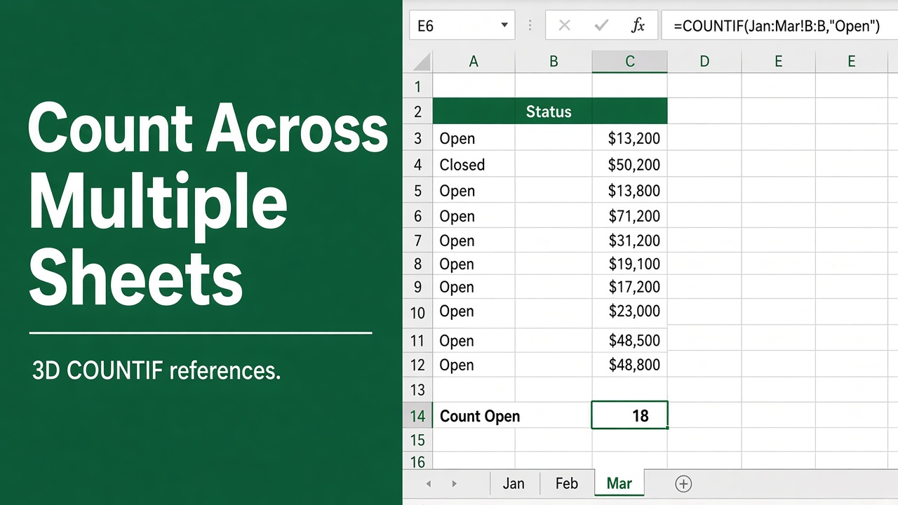 Easy Excel Formula to Count Across Multiple Sheets featured image