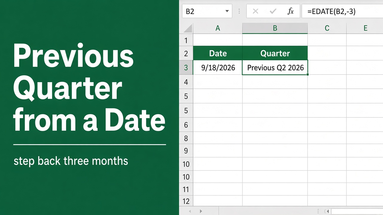 Simple Excel Formula to Get Previous Quarter from Date featured image