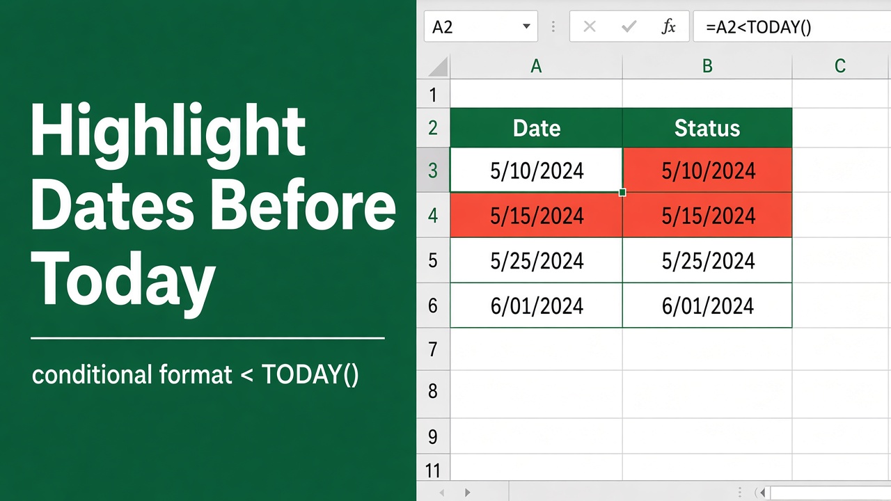Easy Excel Formula to Highlight Dates Before Today featured image