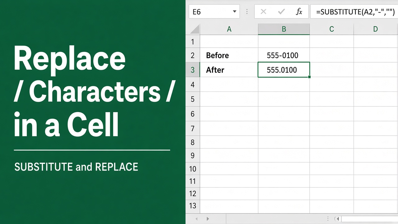 Easy Excel Formula to Replace Characters in a Cell featured image