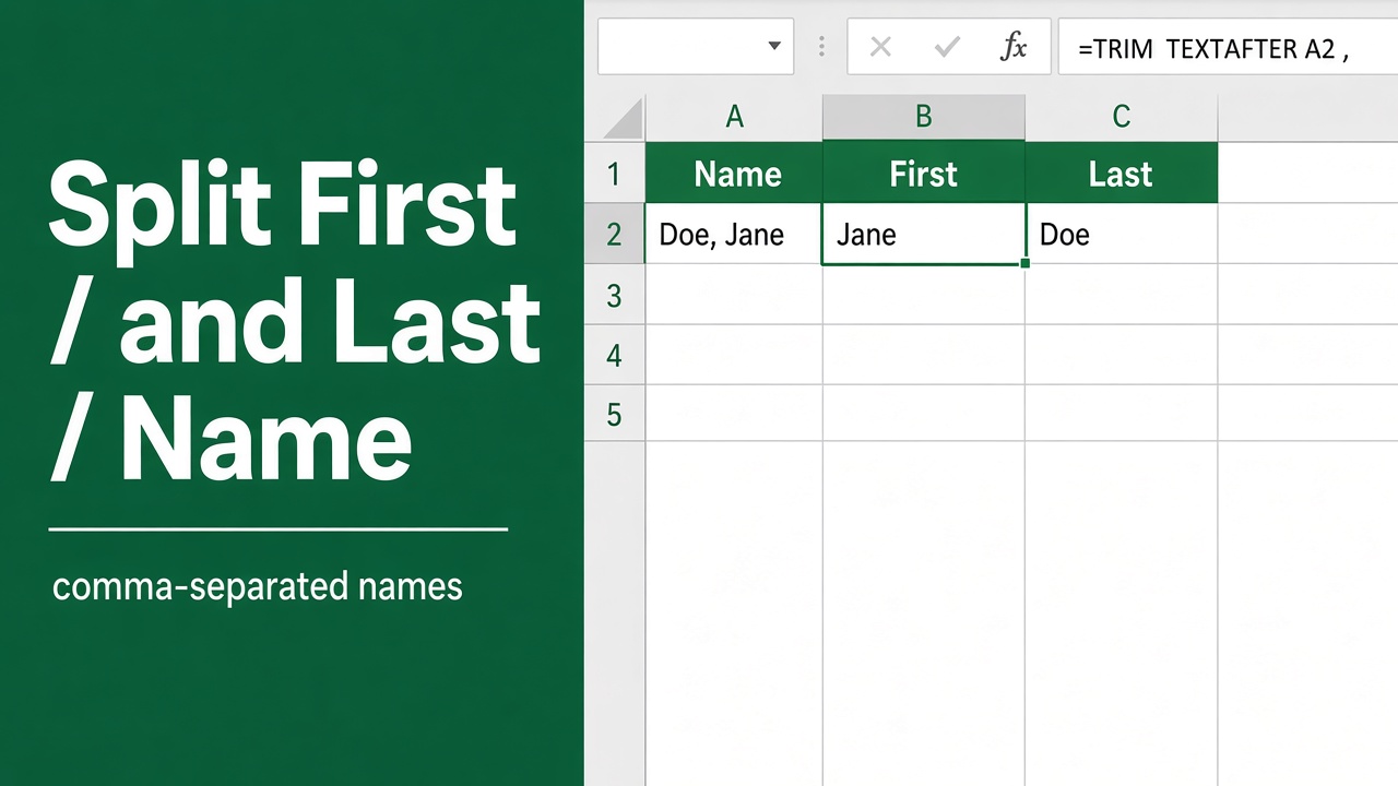 Easy Excel Formula to Separate First and Last Name with Comma featured image