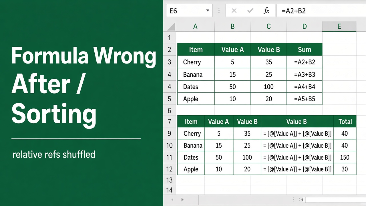 Is Your Excel Formula Wrong After Sorting? Fix It Now! featured image