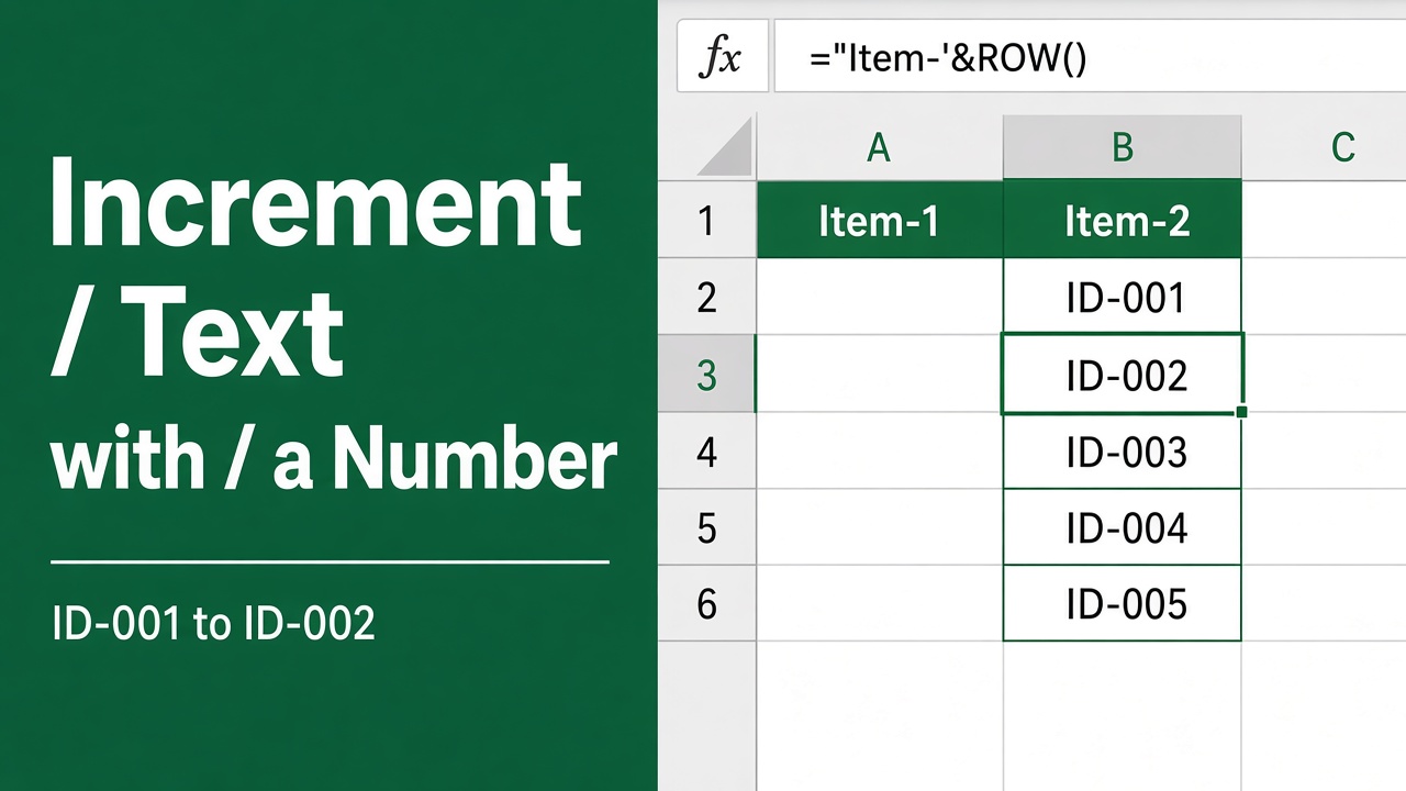 Easy Excel Formula to Increment a Cell Value by 1 with Text featured image