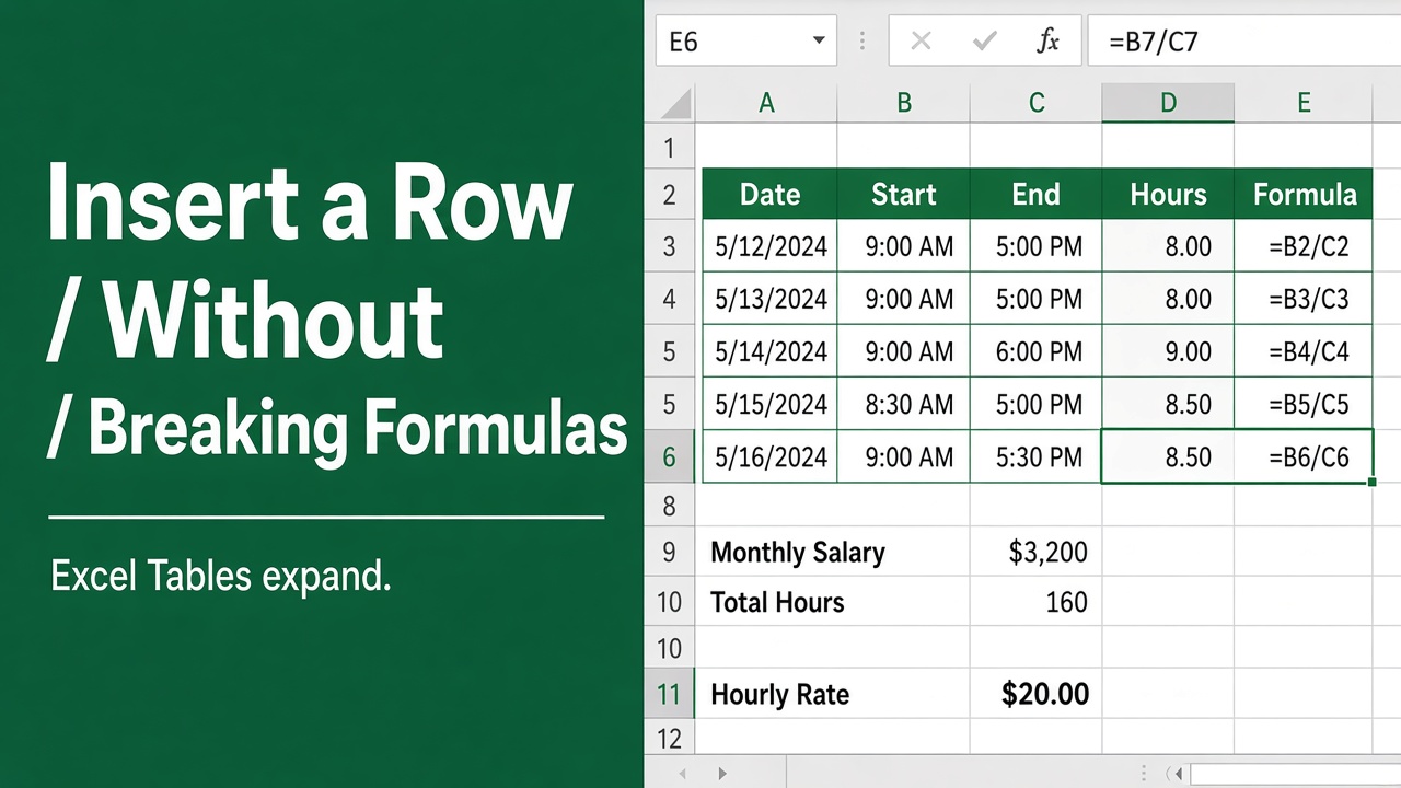 How to Insert a Row in Excel Without Breaking Formulas? featured image