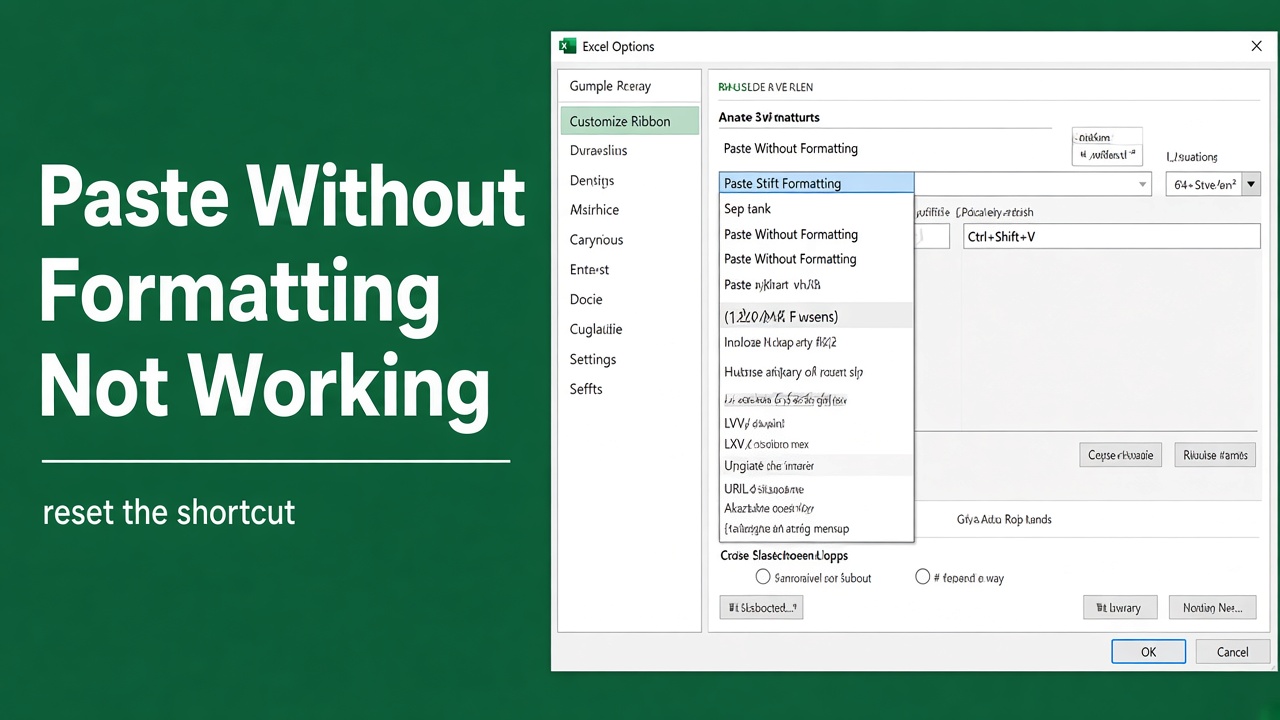 Excel Paste Without Formatting Shortcut Not Working: How to Fix It featured image