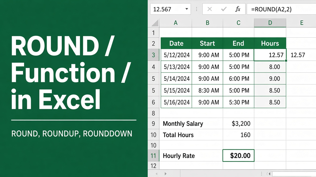Excel ROUND Function: How to Round Numbers in Excel featured image