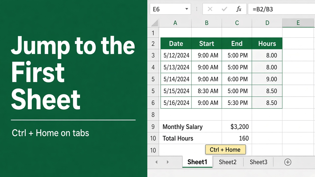 Excel Shortcut: Instantly Navigate Back to the First Sheet featured image