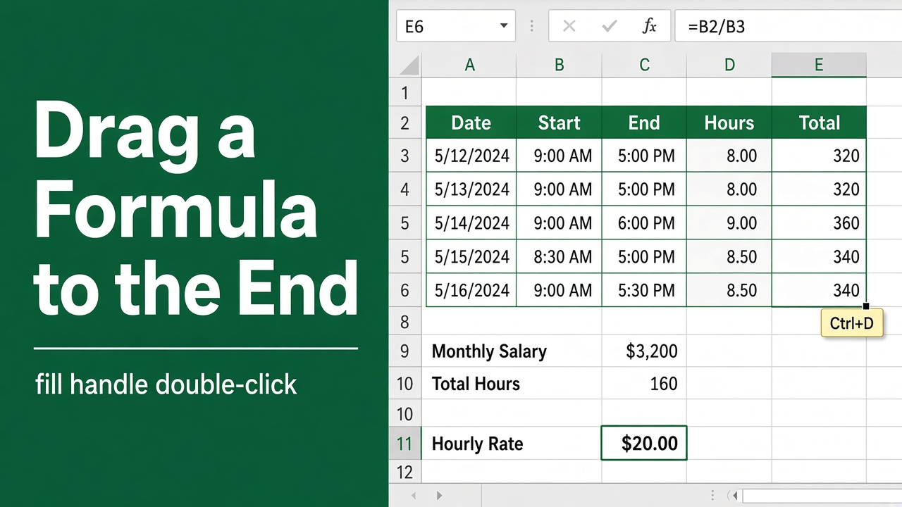 Easy Excel Shortcut to Drag Formula to End featured image