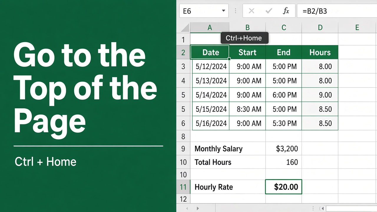 Easy Excel Shortcut to Go to the Top of the Page featured image