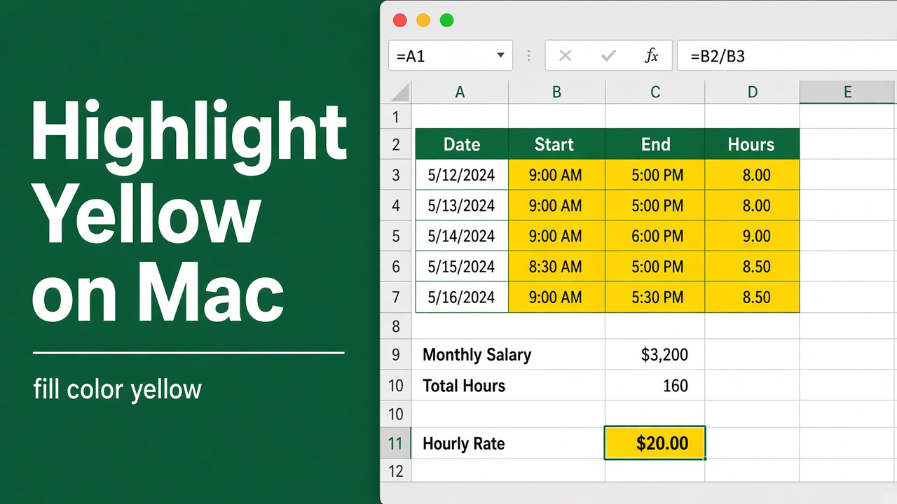 Highlight Cells in Yellow on Mac Excel with This Simple Shortcut featured image