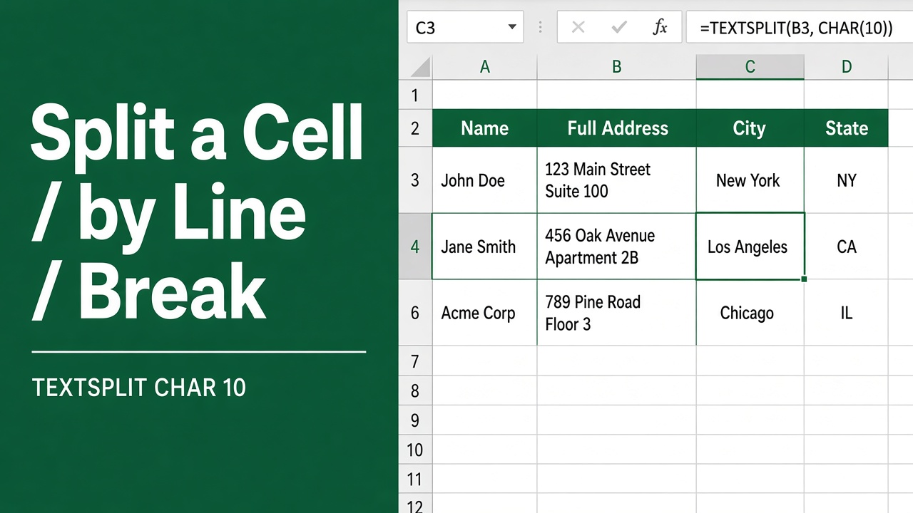 How to Split Cells by Line Break in Excel Using Formulas? featured image