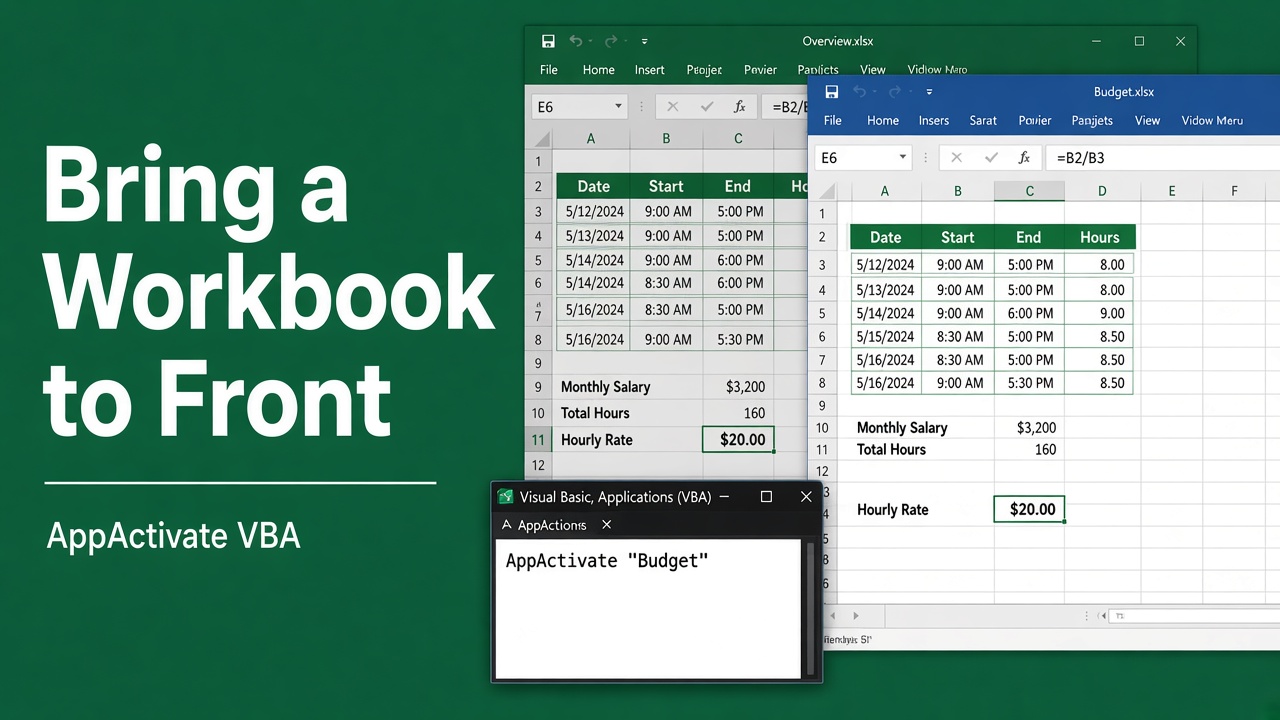 How to Bring an Excel Workbook to the Front Using VBA? featured image