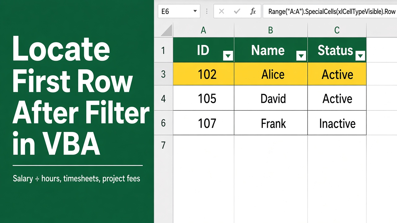 Excel VBA: Locate First Row Post-Filter featured image