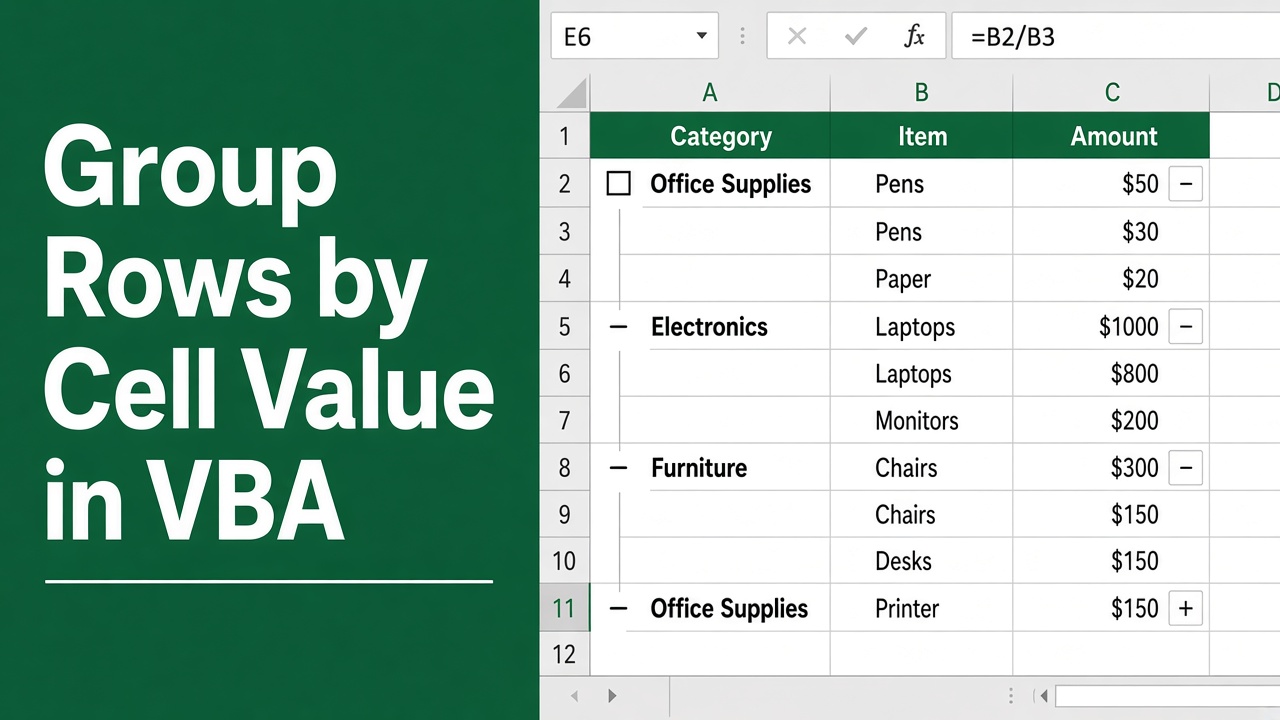 Excel VBA: Group Rows by Cell Value Efficiently featured image