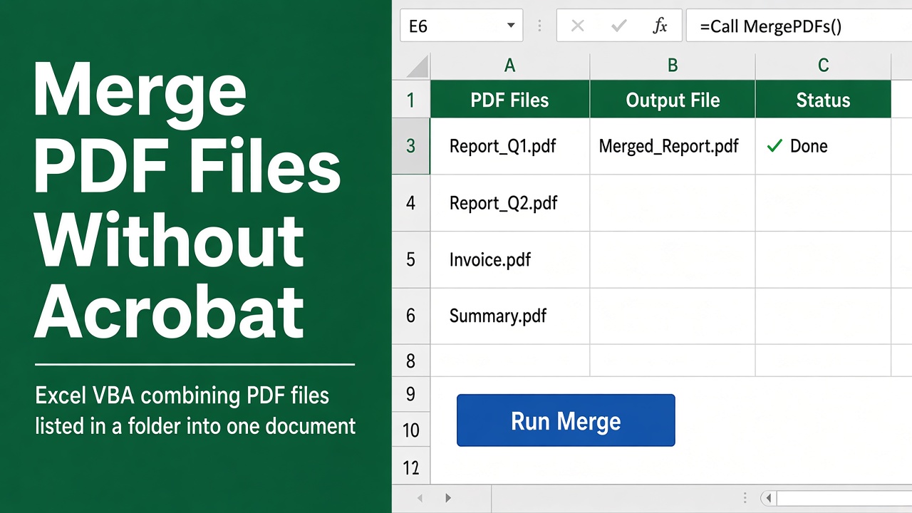 How to Merge PDF Files Using Excel VBA Without Adobe Acrobat? featured image