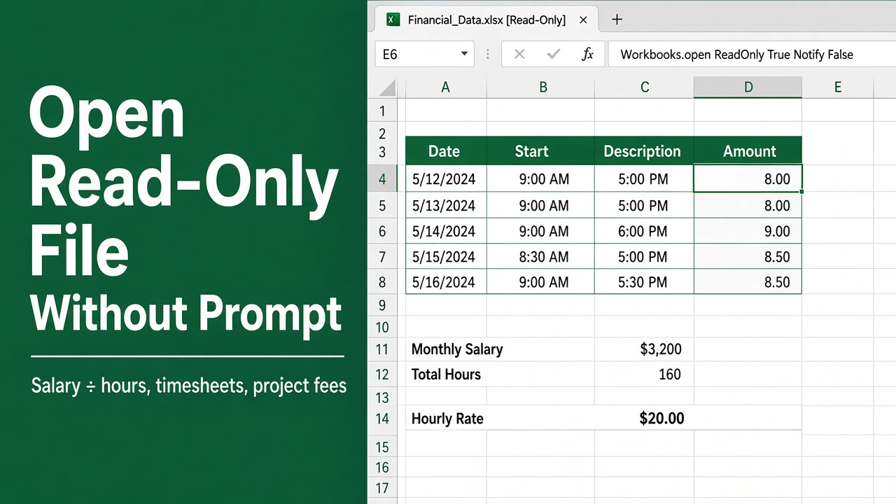 How to Open a Read-Only Excel File Without a Prompt Using VBA featured image