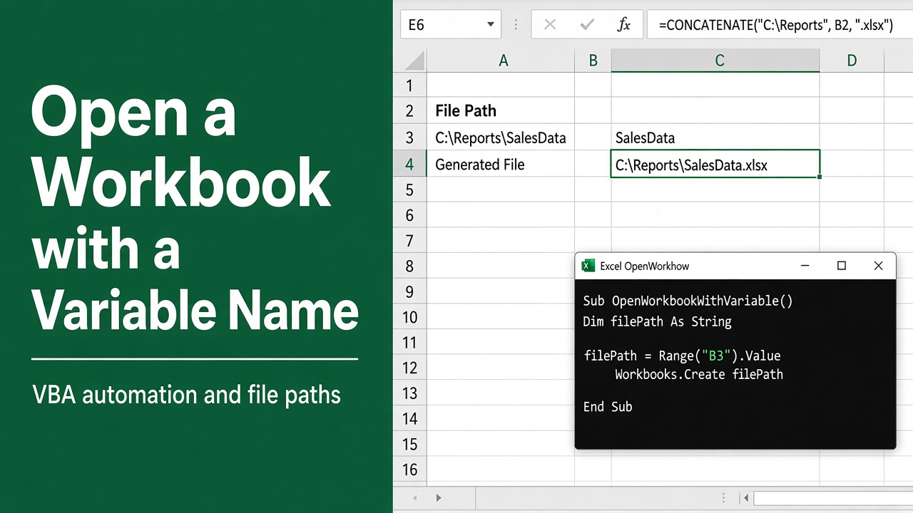 How to Open an Excel Workbook with a Variable Name Using VBA? featured image