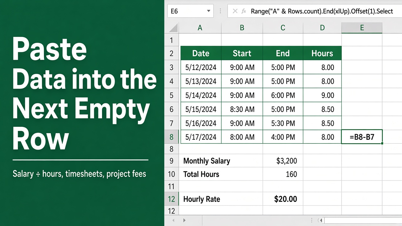 How to Use Excel VBA to Paste Data into the Next Empty Row? featured image