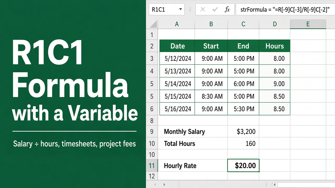 Excel VBA R1C1 Formula with Variable Guide featured image