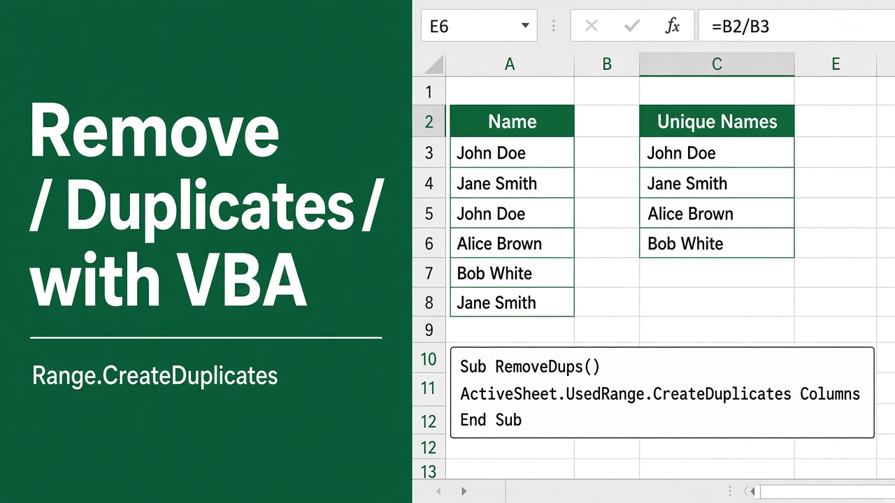 How to Remove Duplicates in Excel Using VBA: Easy Guide featured image